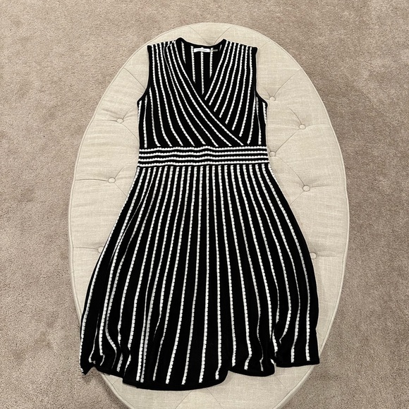 Calvin Klein Women's Plus Striped Hi Low MIDI Dress Gray Size 24W